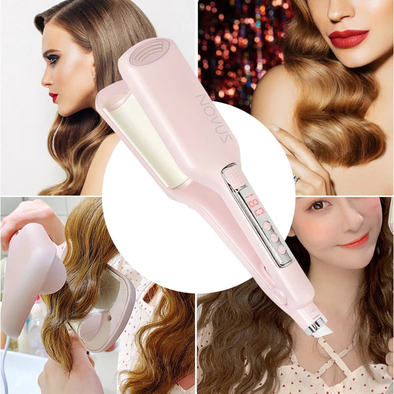 -20% Welleneisen, Hair Waver, Welleneisen Haare LCD-Lockenwickler mit 2 Zylindern LuminaBeauty   