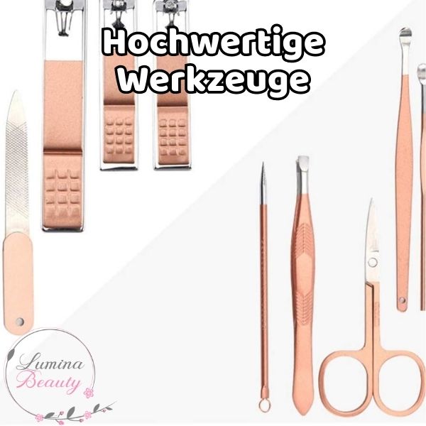 Maniküre- und Pediküre-Set mit PU-Lederetui Nagelknipser LuminaBeauty   